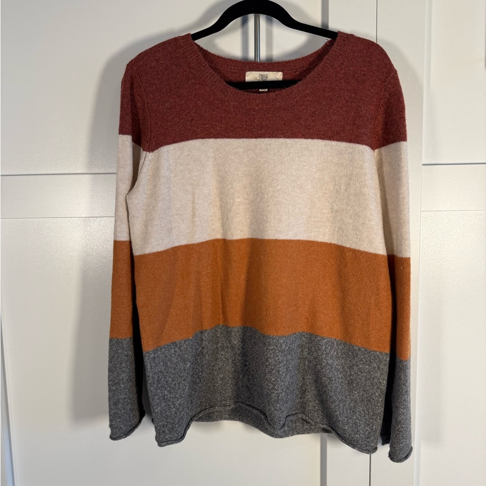 Colorblock Sweater - Red, Cream, Orange, Gray Pinque XL